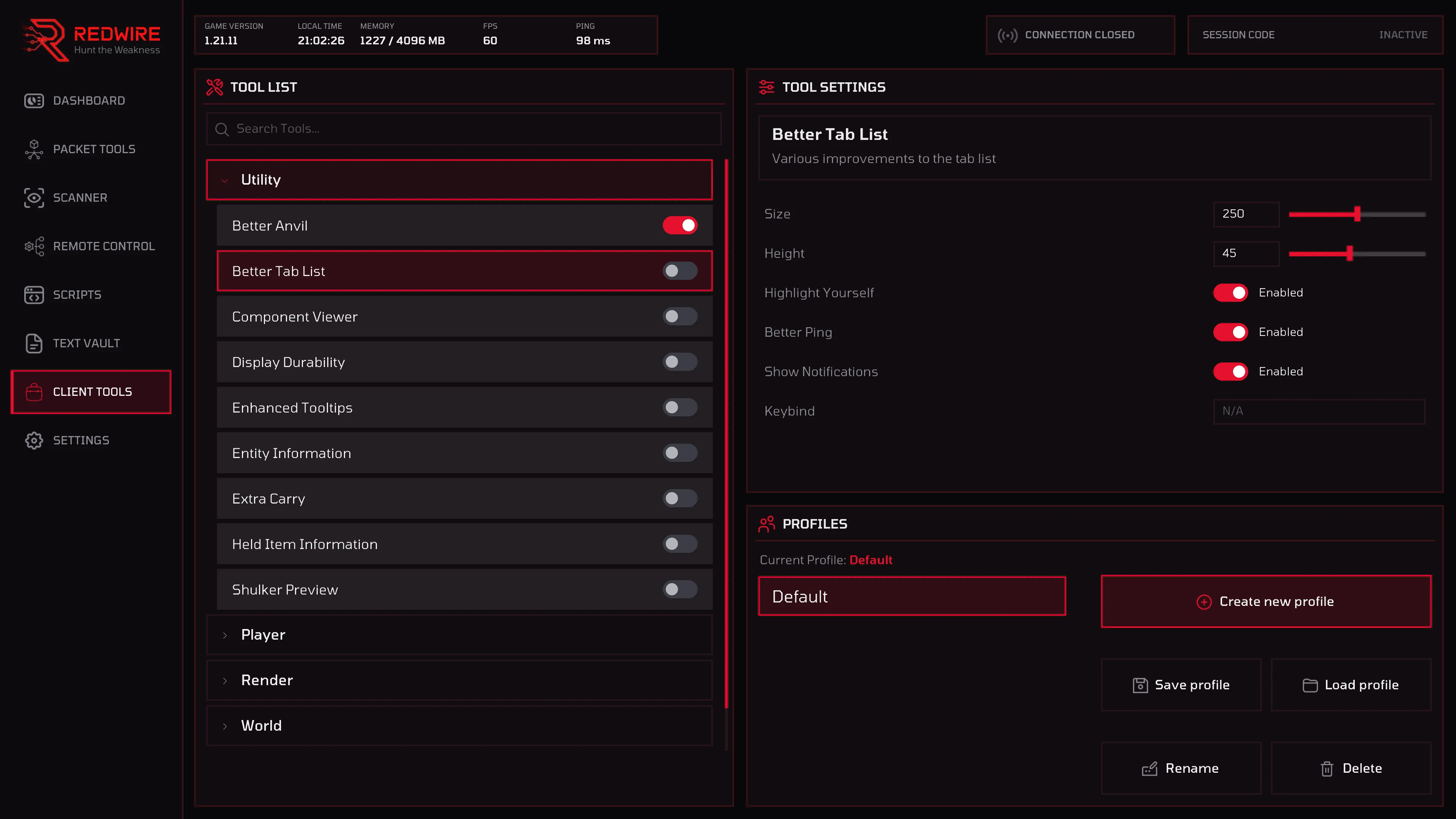 Client Tools screenshot