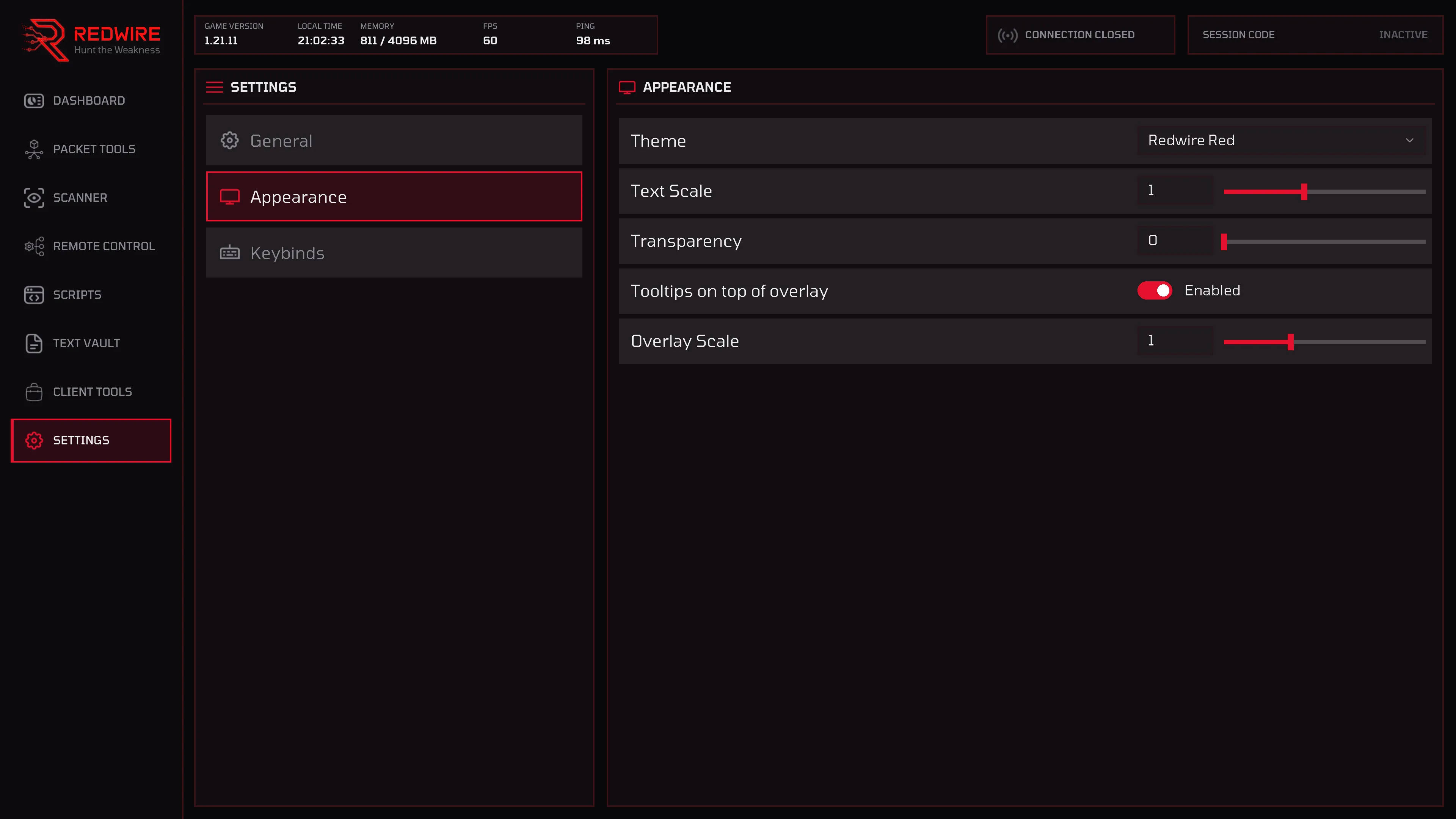Settings screenshot